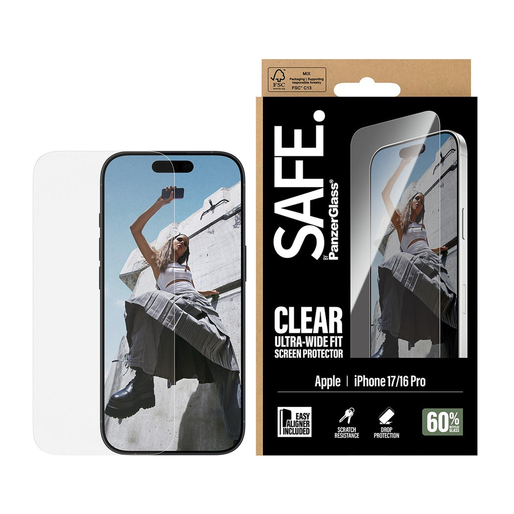 iPhone 17 Skjermbeskytter i glass med installasjonsramme - Ultra Wide Fit
