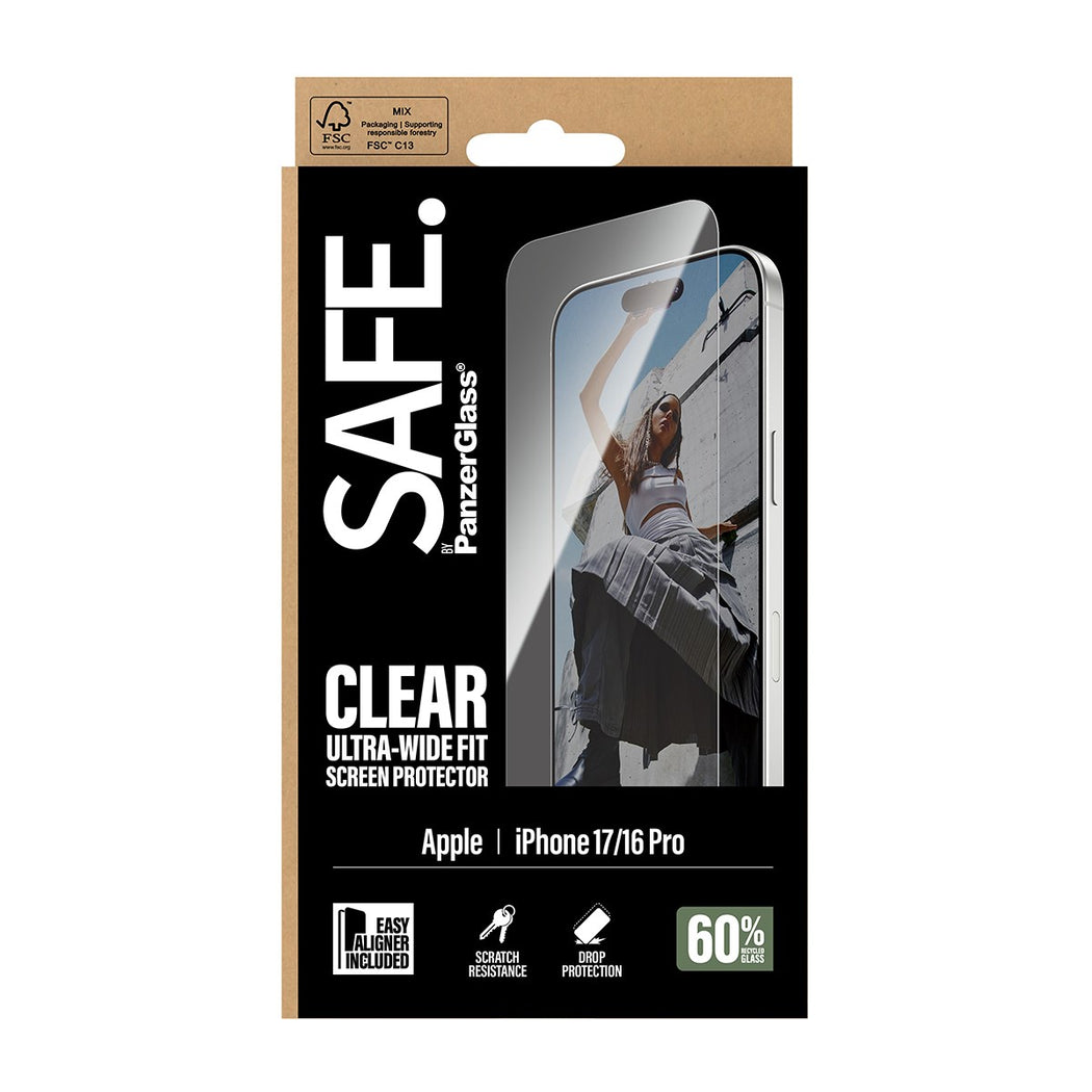 iPhone 17 Skjermbeskytter i glass med installasjonsramme - Ultra Wide Fit