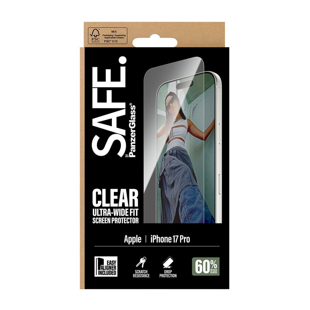 iPhone 17 Pro Skjermbeskytter i glass med installasjonsramme - Ultra Wide Fit