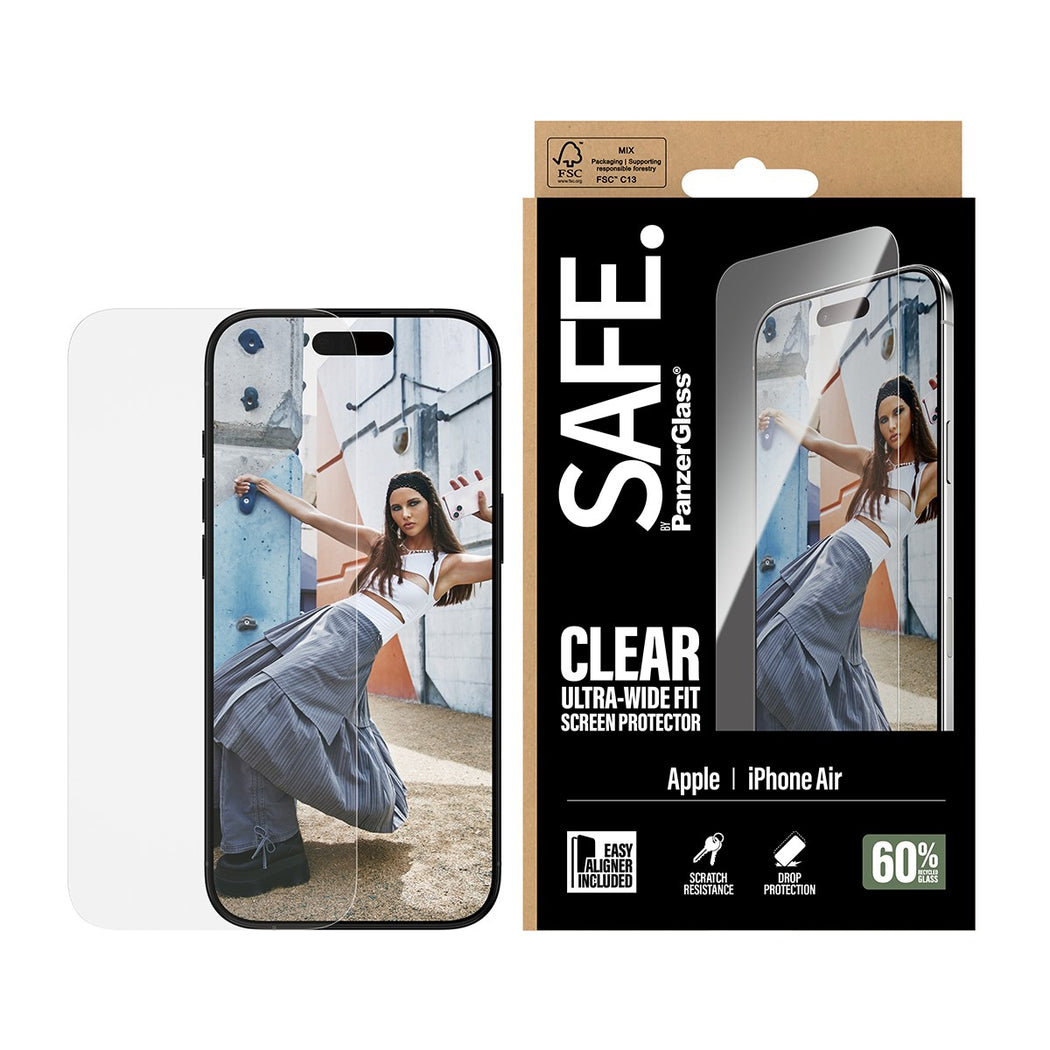 iPhone Air Skjermbeskytter i glass med installasjonsramme - Ultra Wide Fit