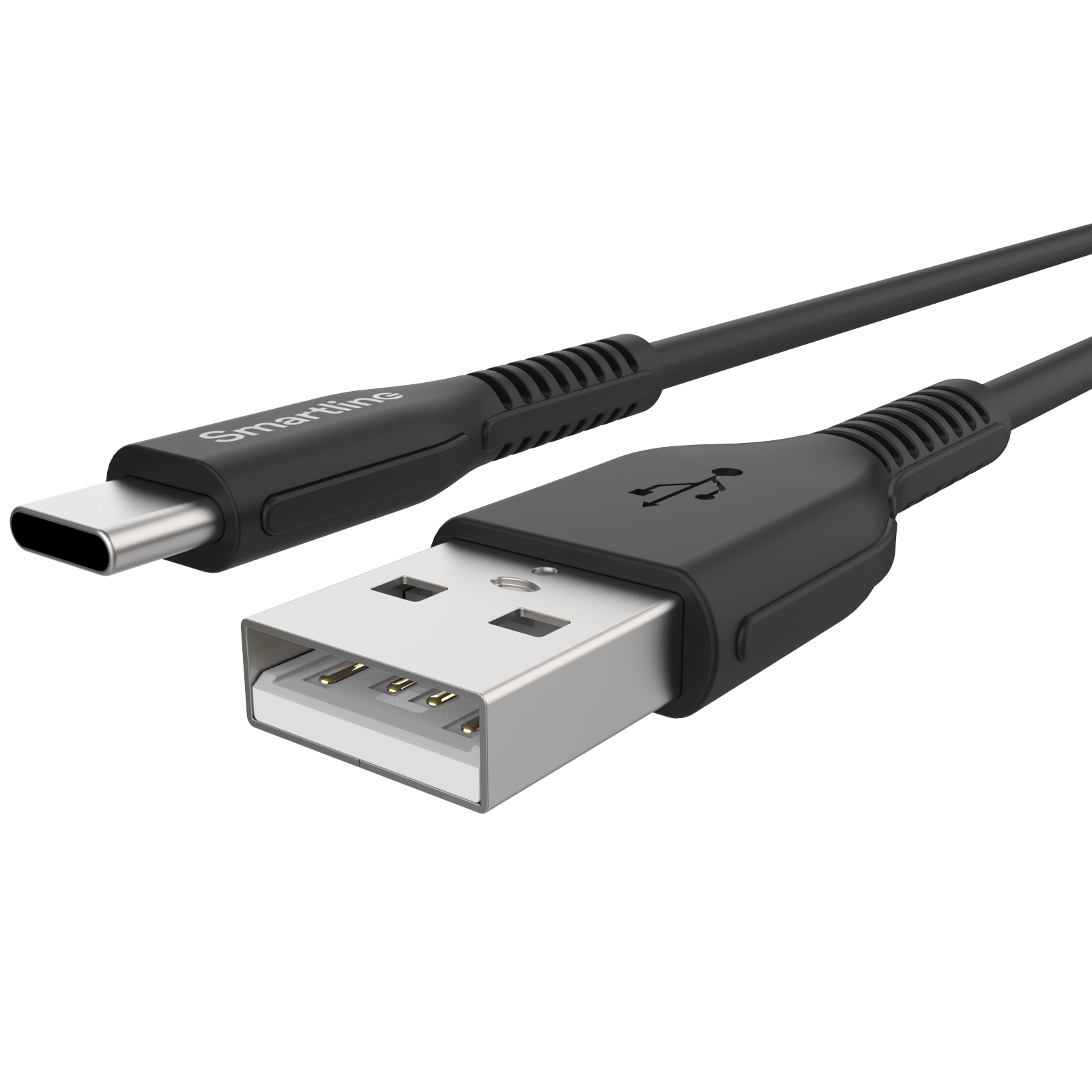 Slitesterk ladekabel 2m USB-A til USB-C, Svart